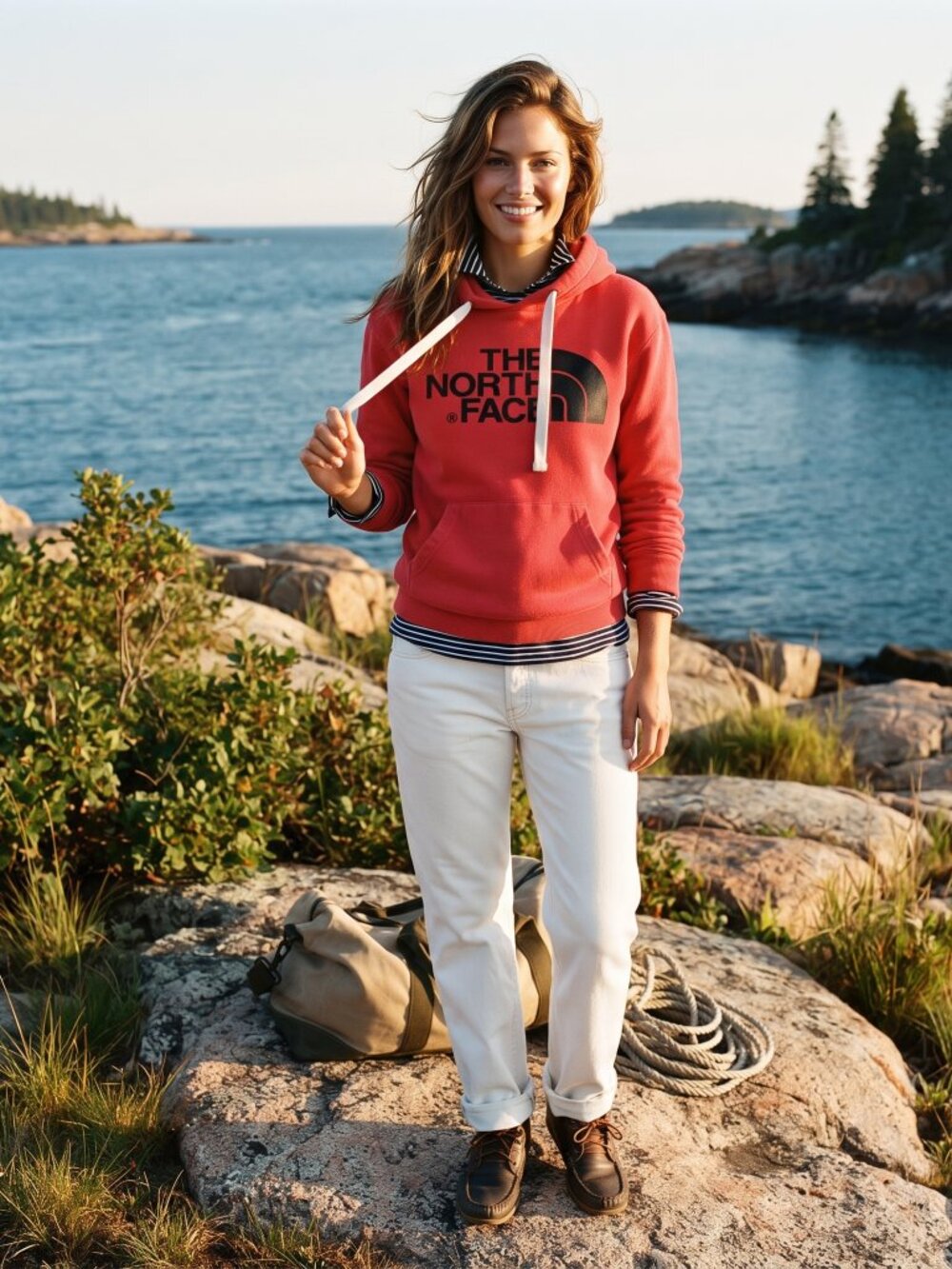 The North Face Women Small Red Hoodie Cotton Fleece Pullover Classic Casual